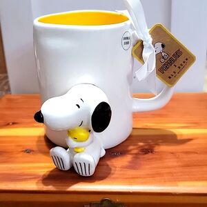 Rae Dunn Classic PEANUTS 3D BEST PALS Snoopy & Woodstock Mug 2024
